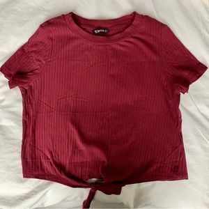 MAKE AN OFFER! Will donate! SheIn Red Maroon Crop Top Tie Front Top